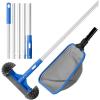 imageSepetrel Deluxe Swimming Pool Cleaning Kit Including HalfDeep Fine Mesh Pool Leaf Skimmer Net12quot Round Pool Brush Head ampamp 705quot Pole for Above Ground PoolsPondsSpasHot Tubs