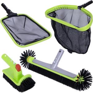 imageSepetrel Deluxe Swimming Pool Cleaning Kit Including Professional Leaf Skimmer NetHalfDepth Fine Mesh Net175quot Pool Brush Head ampamp Hand Scrub BrushNO Pole