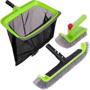 imageSepetrel Deluxe Swimming Pool Cleaning Kit Including Rubber Edge Skimmer Net175quot Pool Brush Head ampamp Hand Scrub BrushNO Pole